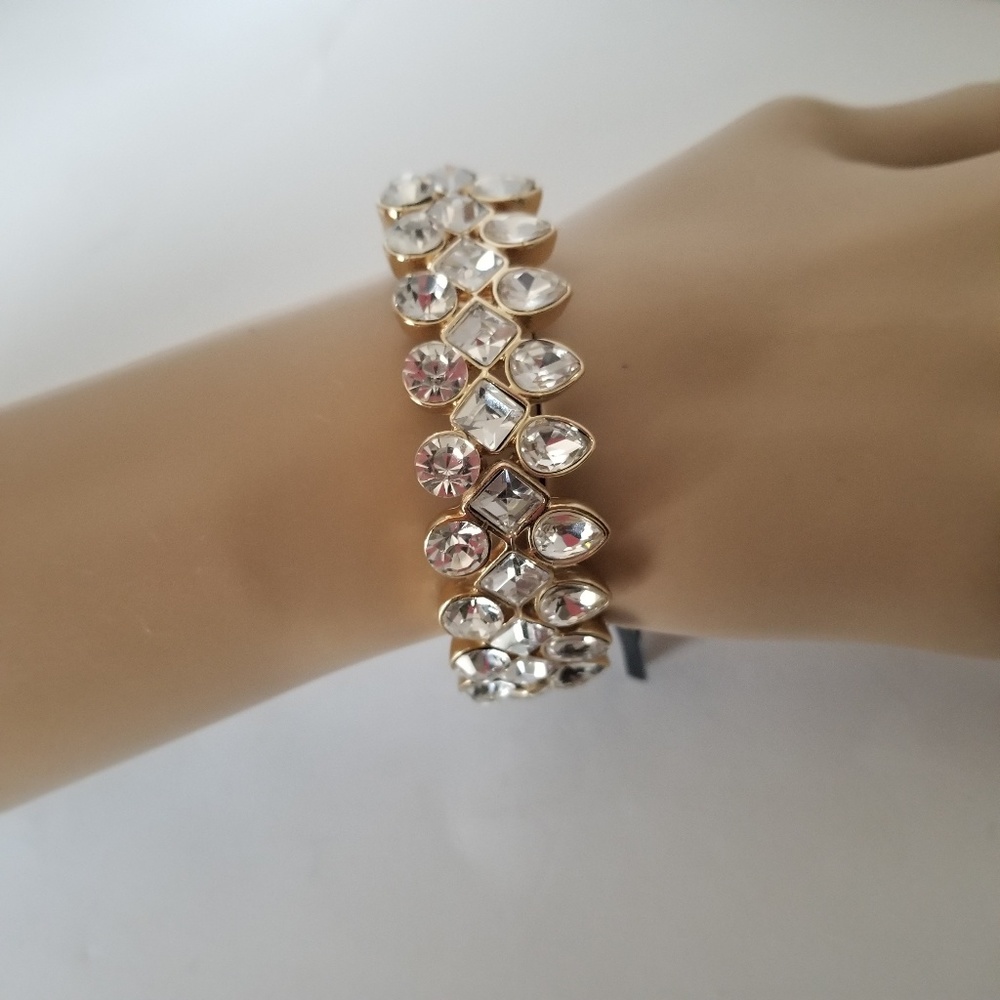 Crystal Gold Stretch Prom  wedding Party Bracelet *